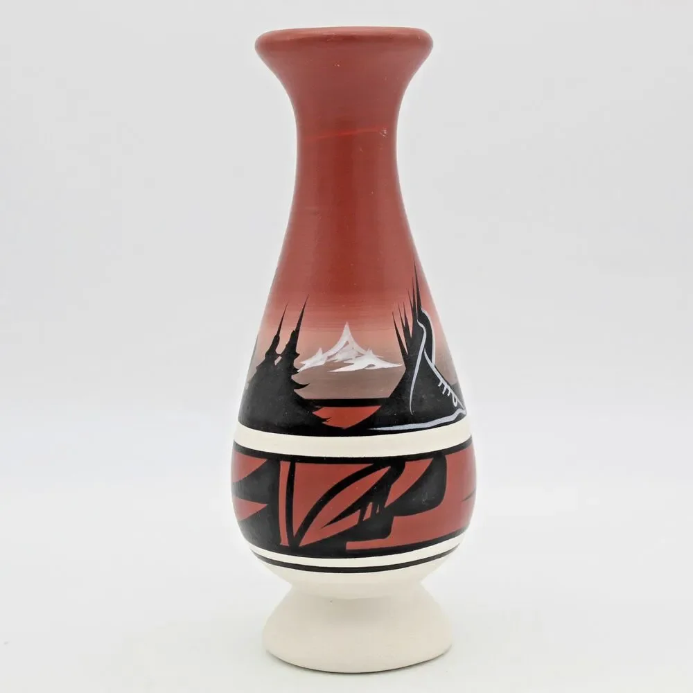 End of the Trail Bud Vase Navajo Pottery Artist Signed Elsii Vintage